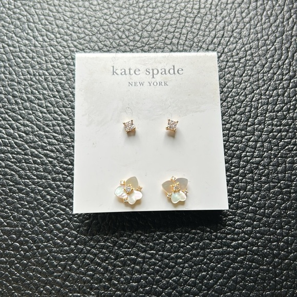 Kate Spade Precious Pansy Studs Set Mother of Pearl Pansies NEW - Picture 4 of 5